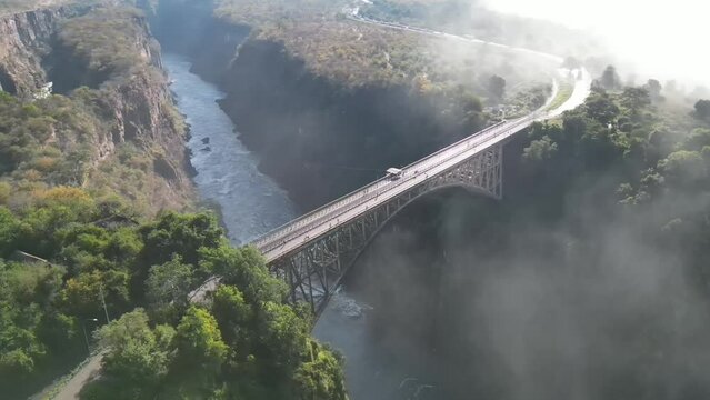 ria Falls Bridge spans a gorge over the Zambezi River