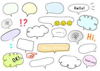 もやもやマーク かわいい吹き出しのイラストセット バリエーション