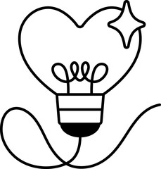 Light bulb Heart Icon Elements Glyph Semi Solid Style