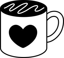 Mug Heart Icon Elements Glyph Semi Solid Style