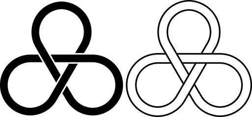 outline silhouette Trefoil knot symbol set - obrazy, fototapety, plakaty