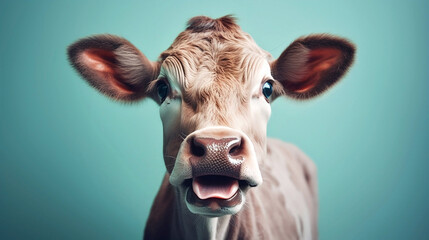 Generative Ai image of a calf face close up