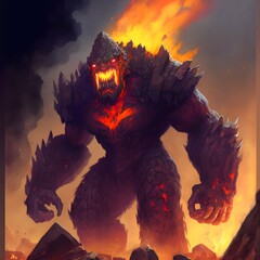 rock monster lava fire giant destruction evil 