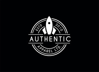 Authentic rocket apparel cloth logo design vector. 