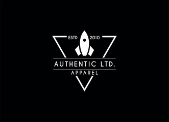 Authentic rocket apparel cloth logo design vector. 