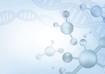 vector illustration of dna and molecule background banner.