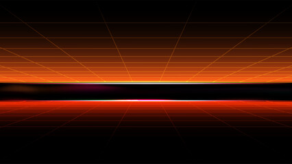 Abstract red 3d space background, corridor vector illustration. 