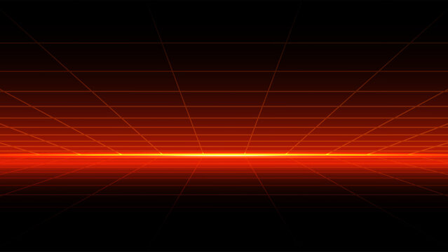 Abstract red 3d space background, corridor vector illustration. 