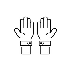 Praying hands icon on white background