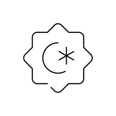 Ramadan icons set on long banner. crescent and stars. Celebration design elements. Muslim islamic feast. Vector illustration.