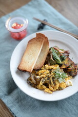 For breakfast a slice of toast.