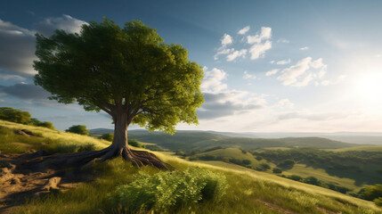 Obraz premium cinematic landscape with tree