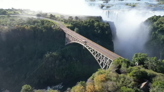 ria Falls Bridge spans a gorge over the Zambezi River