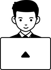 Employee man working laptop business company freelance worker Element illustration Semi-Solid Transparent