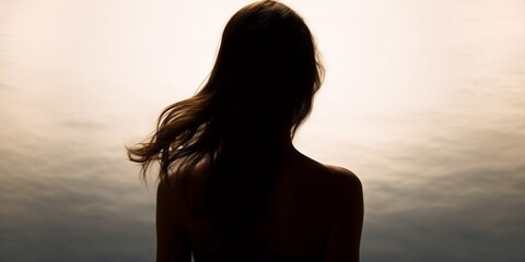Fototapeta premium Mental health a woman silhouette blurred background, AI Generated
