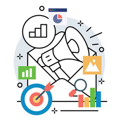 Illustration of email marketing. Business promotion design