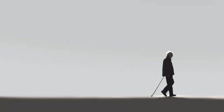 mental health a old man and walking street copy space  background, AI Generated