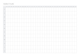 A year goal plan template with a simple and minimal style. Note, scheduler, diary, calendar planner document template illustration.