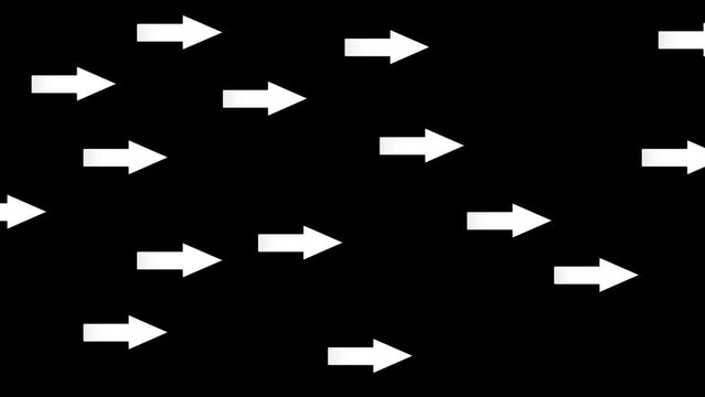 Group of white arrows move forward continuously, transparent channel