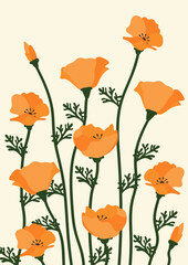 poppy flowers background.Eps 10 vector.