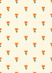 Seamless pattern with tulip flowers background.Eps 10 vector.