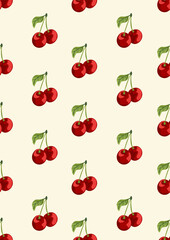 Seamless pattern with cherry Eps 10 vector.