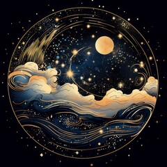Cosmic Background with Flowing Starry Sky
