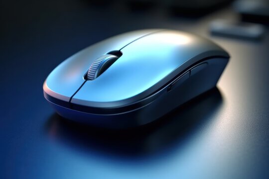 modern wireless computer mouse, sleek and functional, stand out against a simple backdrop, symbolizing convenience and technological advancement,