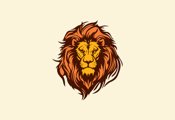 lion head wild vector design logo