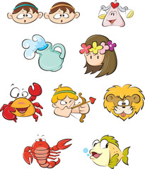 constellation characters such as Virgo Libra, Pisces, etc