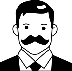 Gentleman Business big man boy avatar User person mustache Semi-Solid Transparent Style