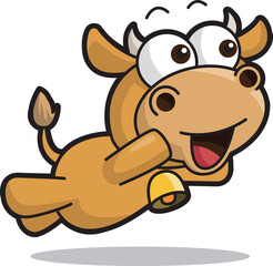 Big-Eyes Korean Cow Running Joyfully