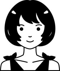 Cute Woman girl avatar User person people short hair Semi Solid Transparent