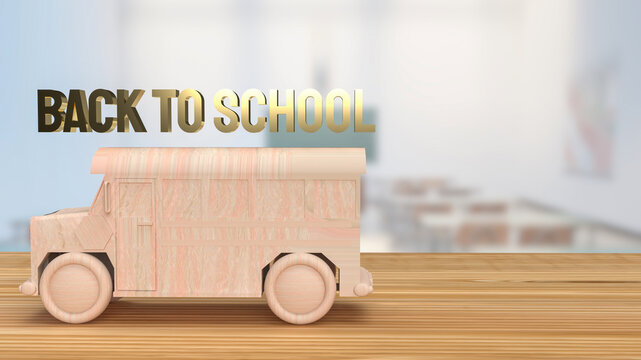 The wood school bus no table 3d rendering