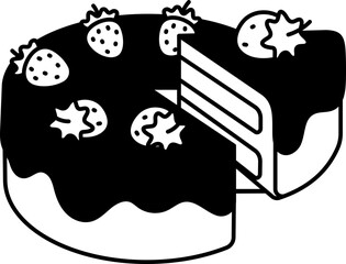 Vanilla Strawberry Cake is being divided Dessert Icon Element illustration Semi-Solid Transparent