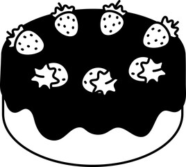 Vanilla Strawberry Cake Dessert Icon Element illustration Semi-Solid Transparent
