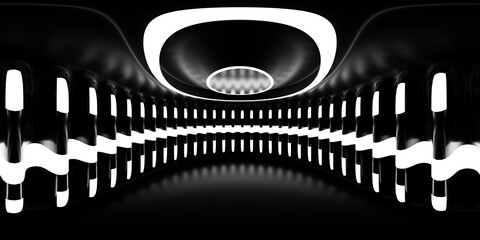 3D Illustration; Computer-generated imagery;  CGI modeling; HDRI; 360º view panoramic; Interior studio white lights