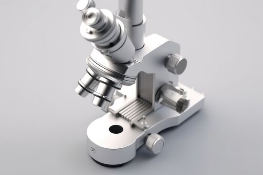 Advanced scientific microscope isolated on a white background