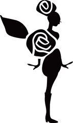 Beautiful flower fairy, cute rose girl, mark, silhouette, profile Can be used for rose flower festivals, etc.