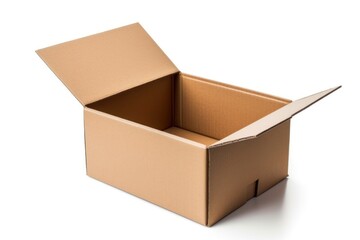  Empty open cardboard box, lightweight and durable for packaging, storage and moving, isolated on a white background