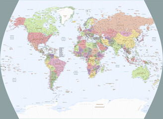 Fototapeta na wymiar Political world map Times projection