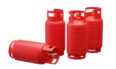 3d illustration. gas cylinders red isolated on white background