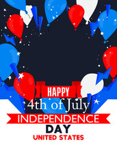 Fototapeta na wymiar Independence Day greeting card. United States national flag colors for 4th of July holiday. Vector illustration of American Freedom Celebration.