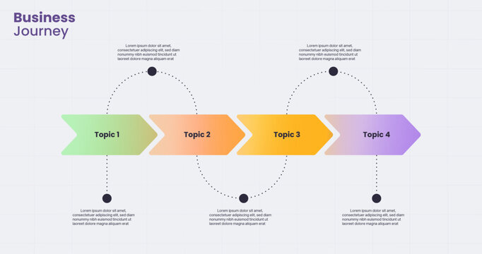 Infographic arrow roadmap diagram template for 4 step business journey concept