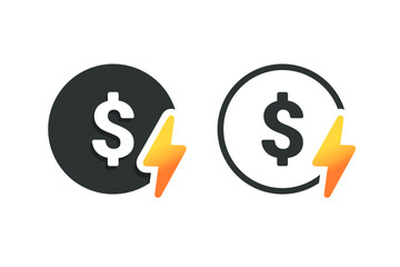 Electricity money icon. Illustration vector