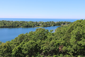 pond and ocean landscape view