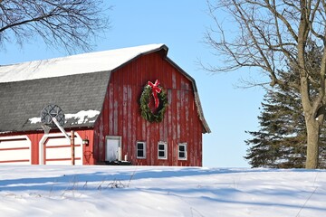 Barn with Wreath