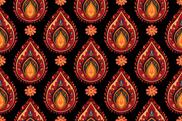 Paisley ethnic pattern design. floral pattern with paisley and indian flower motifs. damask style texture fabric for textil and decoration