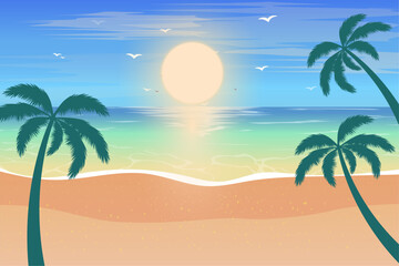 Fototapeta na wymiar sunrise beach landscape background