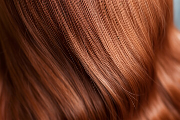 Naklejka premium Close-up of a bunch of shiny natural brown hair . Generative AI